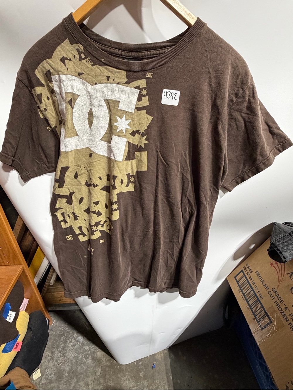 #4392-DC Brown Short Sleeve Tee with Cream and White Logo